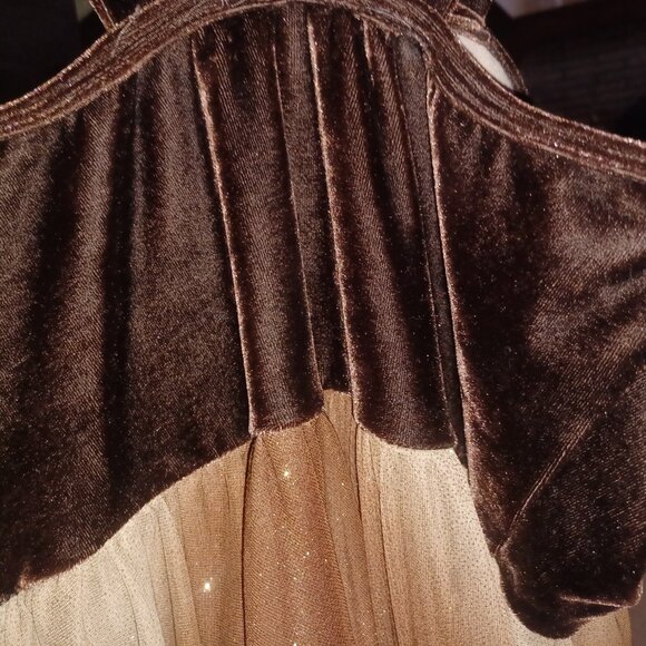 Leapin Women's Prom Dress XL Purplish Brown with Sparkle Medium - Picture 3 of 3